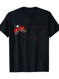 Men's T-Shirt Playful Red Ladybug Flying Around Heart Pattern Ladybug