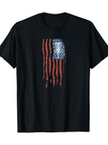 Men's T-Shirt Vintage Distressed American Flag With Stars Red Stripes Vertical Pattern Disc Golf Basket