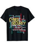 Men's T-Shirt Cyber Security Themed Words With Bold Contrasting Letters Forming Network Design