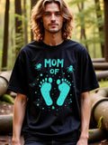 Men's T-Shirt Mom Of With Playful Blue Baby Footprints Surrounded By Tiny Stars