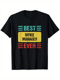 Men's T-Shirt Best Office Manager Ever Retro Color Blocked Graphic Typography Design Shirt