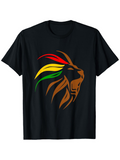 Men's T-Shirt Reggae Colors With Bold Abstract Lines Majestic Lion