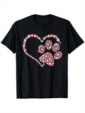 Men's T-Shirt Tiny Blossoms Forming Heart Outline With Playful Puppy Paw Print