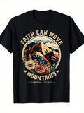 Men's T-Shirt Faith Can Move Mountains With Colorful Flowers And Majestic Peaks Landscape