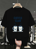 Men's T-Shirt Coffee Club Playful Steaming Mugs With Smiling Cartoon Faces