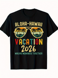 Men's T-Shirt Aloha Hawaii Vacation Making Memories Under Sunset Palms Sunglasses