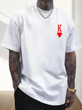 Men's T-Shirt Bold Red King Symbol With Heart Pattern Card