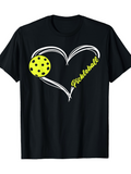 Men's T-Shirt Pickleball Yellow Ball With Artistic Heart Design