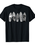 Men's T-Shirt Palm Trees And Wave Patterns On Surfboards Summer Surfboard