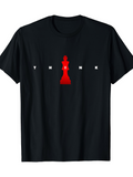 Men's T-Shirt Think Red Chess Queen Amid Minimalist Black Background