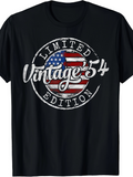 Men's T-Shirt Vintage 54 Limited Edition With Retro Distressed American Flag Circle