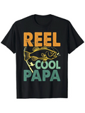 Men's T-Shirt Reel Cool Papa With Fishing Rod And Big Bass Fish Drawing