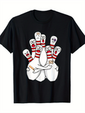 Men's T-Shirt Funny Cartoon Faces With Red Stripes On Hugging Bowling Pins