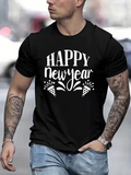 Men's T-Shirt Happy New Year Celebratory Confetti Streams Under Festive Party Sparkles T Shirt