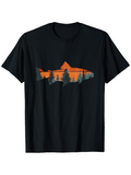 Men's T-Shirt Sunset Forest Silhouette Reflecting In Calm Lake Fish