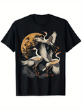 Men's T-Shirt Golden Moonlit Sky With Majestic Flying Cranes On Misty Water Cranes
