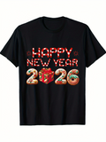 Men's T-Shirt Happy New Year Candy Stripes With Festive Gifts 2026