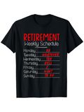 Men's T-Shirt Red White Playful Weekly Lines For Funny Retirement Schedule Shirt