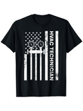 Men's T-Shirt Distressed American Flag Design With Gauges For HVAC Technician