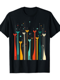 Men's T-Shirt Colorful Geometric Shapes Among Minimalist Abstract Tall Cats
