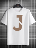 Men's T-Shirt Minimalist Coffee Color Block Letter J Design