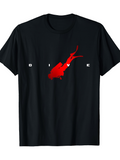 Men's T-Shirt Dive Bold Red Silhouette Underwater With Diver Swirling Currents Water