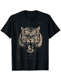 Men's T-Shirt Roaring Wild Beast With Fierce Eyes Among Scratched Wilderness Tiger