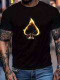 Men's T-Shirt Fiery Flames Shimmering In The Night Glowing Spade Symbol