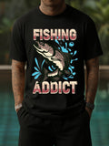 Men's T-Shirt Fishing Addict Splashing Water With Jumping Fish In Motion