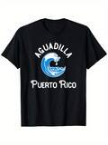 Men's T-Shirt Aguadilla Puerto Rico Blue Ocean Wave With Splashing Water