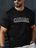 Men's T-Shirt Canada Bold White Letters On Simple Black Cotton T Shirt