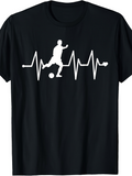 Men's T-Shirt Heartbeat Line With Kicking Soccer Player Ball And Pulse