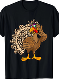 Men's T-Shirt Quirky Cartoon Leopard Print Tail Turkey