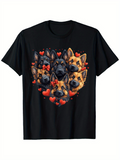 Men's T-Shirt Adorable German Shepherd Faces Clustered With Floating Red Hearts Dog