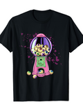 Men's T-Shirt Vibrant Candy Machine With Colorful Eyeballs Surrounded By Paint Splatter Gumball