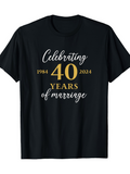 Men's T-Shirt Celebrating Forty Years Of Marriage With Gold Lettering Highlight