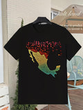 Men's T-Shirt Colorful Pixel Art With Rainbow Pattern On Mexico Map