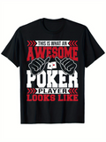 Men's T-Shirt Awesome Poker Player Graphic T Shirt With Cartoon Hands And Playing Cards