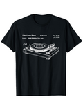 Men's T-Shirt Patent Drawing Inspired Technical Illustration With Detailed Labeling Of Turntable