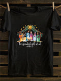 Men's T-Shirt The Greatest Gift Of All Nativity Scene With Bright Stars Above Manger
