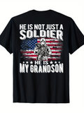 Men's T-Shirt American Flag Background With Armed Soldier Over Patriotic Banner Design