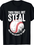 Men's T-Shirt Thou Shall Not Steal With Red Stitched Baseball Under Vintage Text