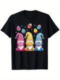 Men's T-Shirt Colorful Eggs With Three Whimsical Gnomes And Festive Springtime Atmosphere Gnome