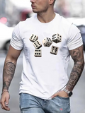 Men's T-Shirt Tumbling Ivory Dice On Crisp Urban White T Shirt