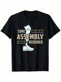 Men's T-Shirt Some Assembly Required Cartoon Prosthetic Leg With Stripes And Bold Typography