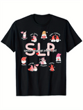 Men's T-Shirt Speech Language Pathologist Gnomes With Hearts Mushrooms And Stars Under Pink Letters