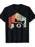 Men's T-Shirt Vintage Sunset Colors With Retro Geometric Shapes Framing Raccoon