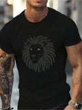 Men's T-Shirt Mysterious Shadow Illustration With Flowing Mane Regal Majestic Lion