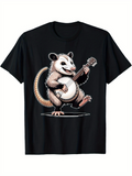 Men's T-Shirt Happy Dancing Marsupial With Strumming Banjo Under Spotlight Opossum