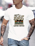 Men's T-Shirt Lights Enter Retro Cassette Tape Under 1985 Letters On White Shirt